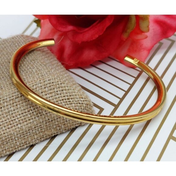 Gold Tone Signed Cuff Bracelet Well Made Engraved Follow Your Heart - Picture 2 of 12